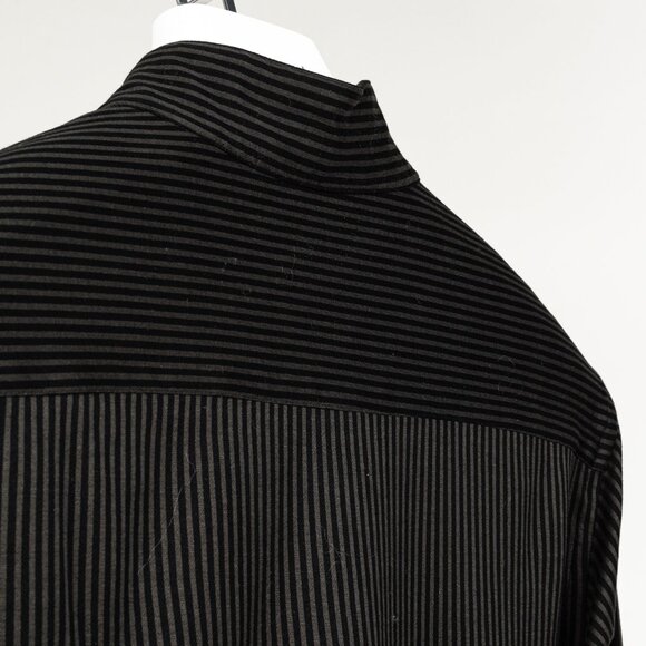Armani Collezioni Grey and Black Striped Jersey Button-Up Shirt - Picture 7 of 10